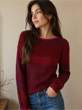 Ralph Lauren Red Ombre Crewneck Sweater- Rabbit Hair Blend! EUC! — Size Small